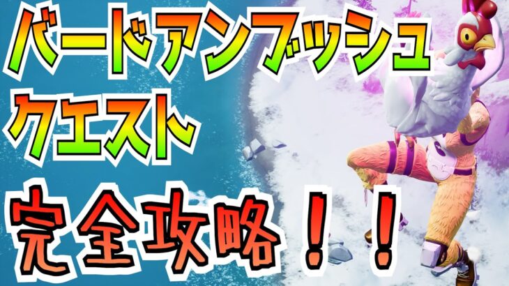 バードアンブッシュクエスト完全攻略！！(チキンを捕まえる、20メートル飛ぶ、保管庫を１つ開ける、３回連続で跳ねる、30メートルスライディング、その他)【Fortnite/フォートナイト】