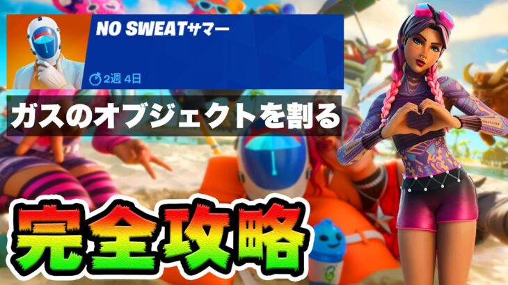 No Sweatサマー9日目 攻略！チャレンジ場所まとめ解説付き*ガスで膨らませたオブジェクトを割る*【フォートナイト】