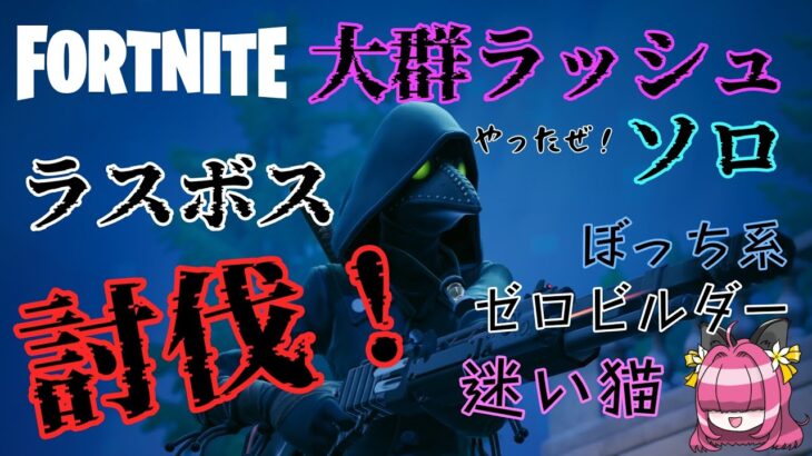 【Fortnite】大群ラッシュをソロで完走してみた！【ひとりでもできるもん！】