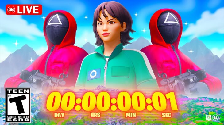 🔴*NEW* FORTNITE SQUID GAME UPDATE COUNTDOWN!! NEW MAP, MYTHICS, SKINS, & MORE! (LIVE)